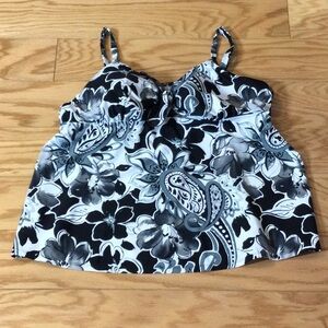 24 Swimsuits for All Shore Club Floral black white gray print tankini